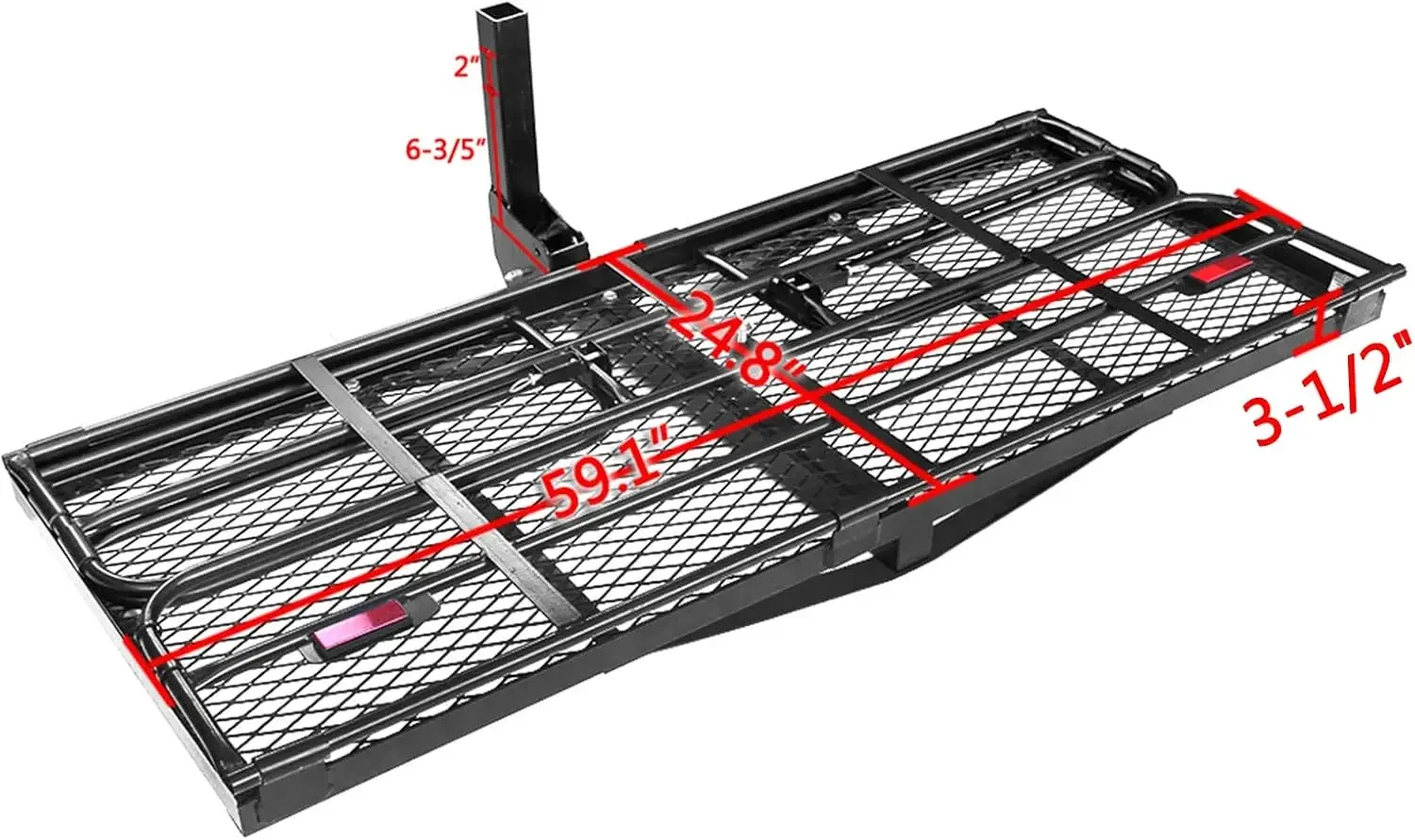 Portapacchi per carichi pesanti da 500 libbre, 60" x 24" x 14,4", portapacchi pieghevole, cestino per bagagli posteriore, adatto per ricevitore da 2" per auto