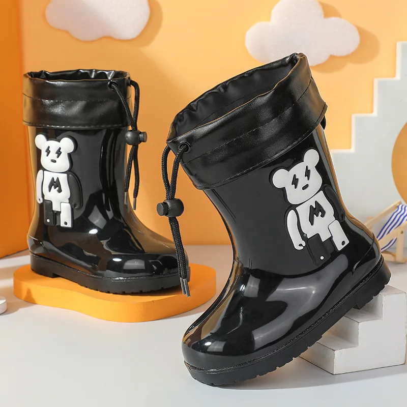 Anti-Slip Children Baby Rain Shoes Kids Rain Boots Girls Boys Rainboots  PVC Waterproof Mid-Calf Water Shoes Soft Rubber