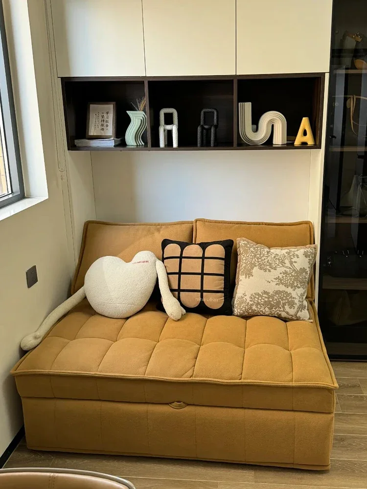Tofu puff sofa bed technology cloth cream wind double small apartment living room foldable dual-purpose multi-functional single