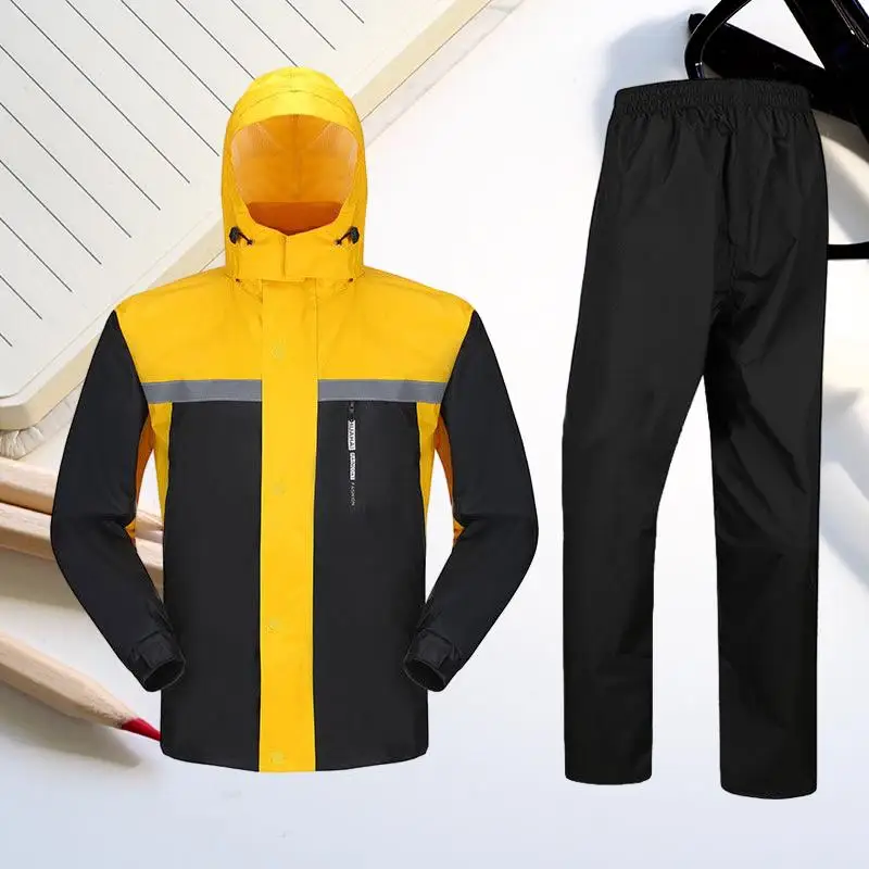 Raincoat And Rain Pants Set Fashionable Reflective Double Layered Separate Anti Riot Raincoat For Riding Motorcycles In The Rain