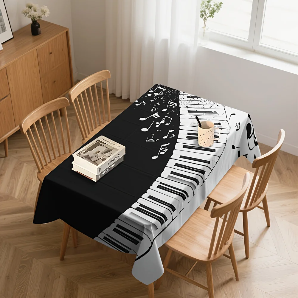 One piano sheet music tablecloth - elegant musical notes and high-pitched clef patternsxzj