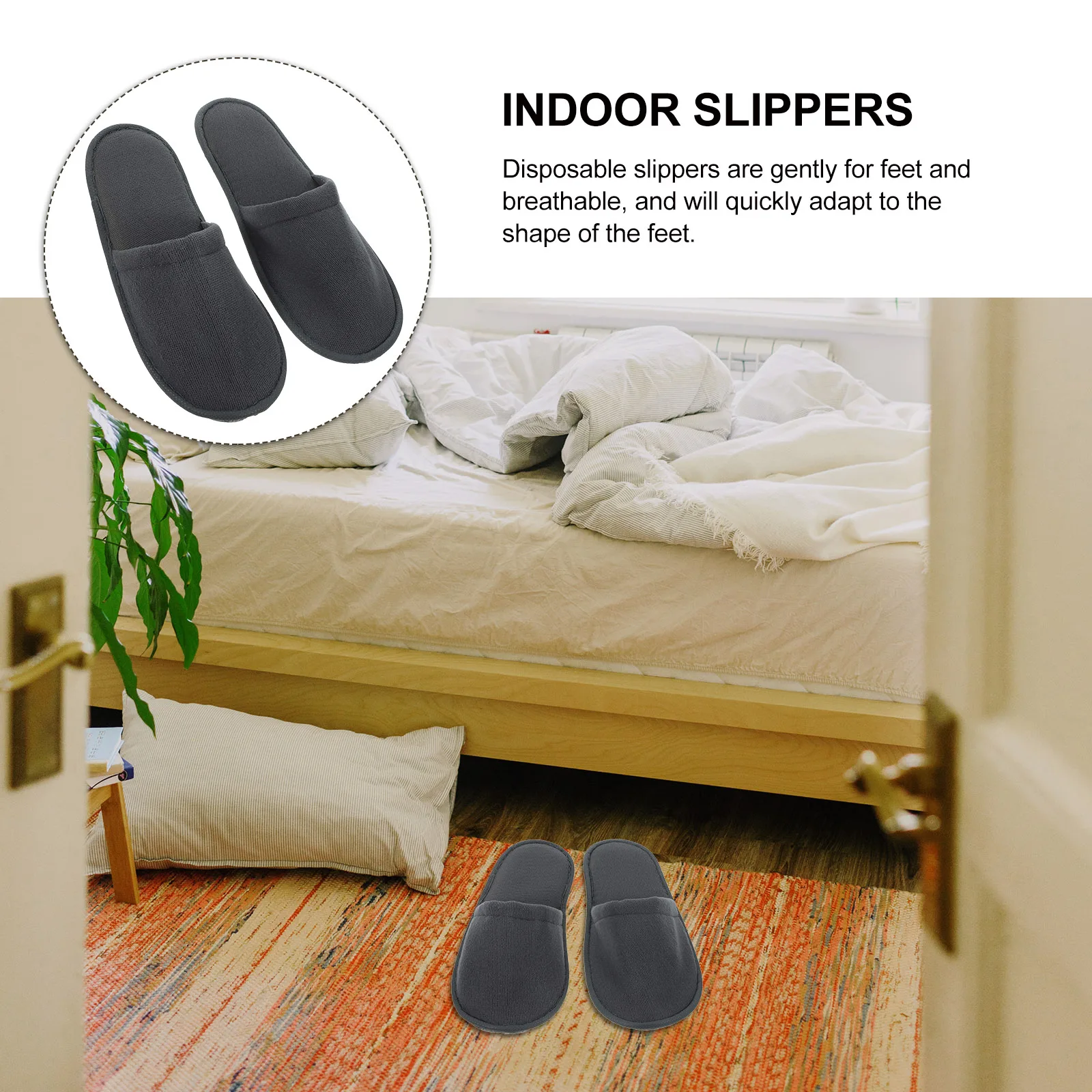 

6pcs Thickened Black Velvet Disposable Slippers Hotel Indoor Shoes Breathable Comfortable Travel Home Party Use Supple for Spa