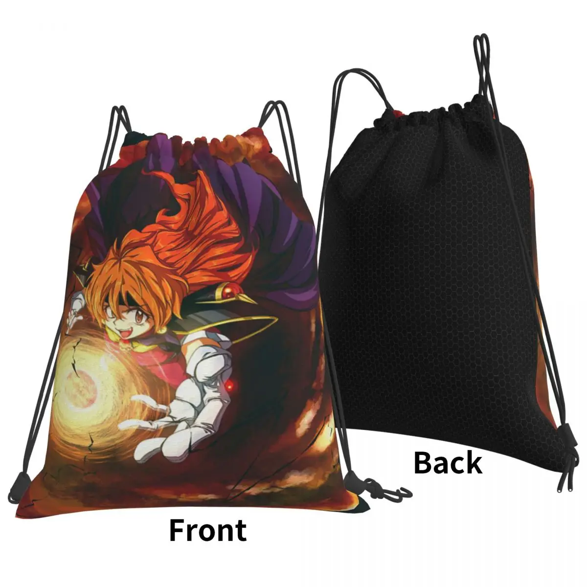 Lina Inverse Dragon Slave Slayers Backpacks Casual Drawstring Bundle Pocket Storage Bag Book Bags for Travel Students