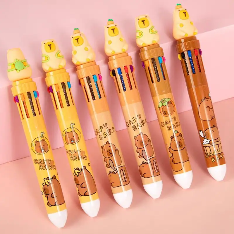 12 Pcs Wholesale Fun and Cute Cartoon Otter 10 Colors capybara Ballpoint Pens Writing Supplies for Students and Office Workers