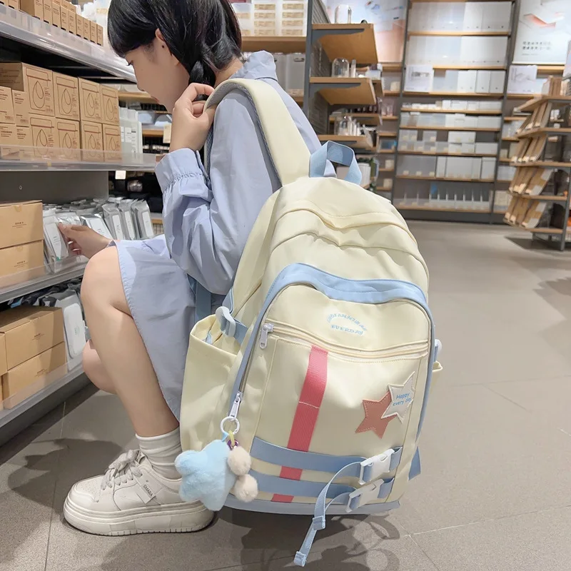 Fashion Cute Junior High School Schoolbag College Style Girl Student Large Capacity Trendy Laptop Book Bag Teens Travel Backpack