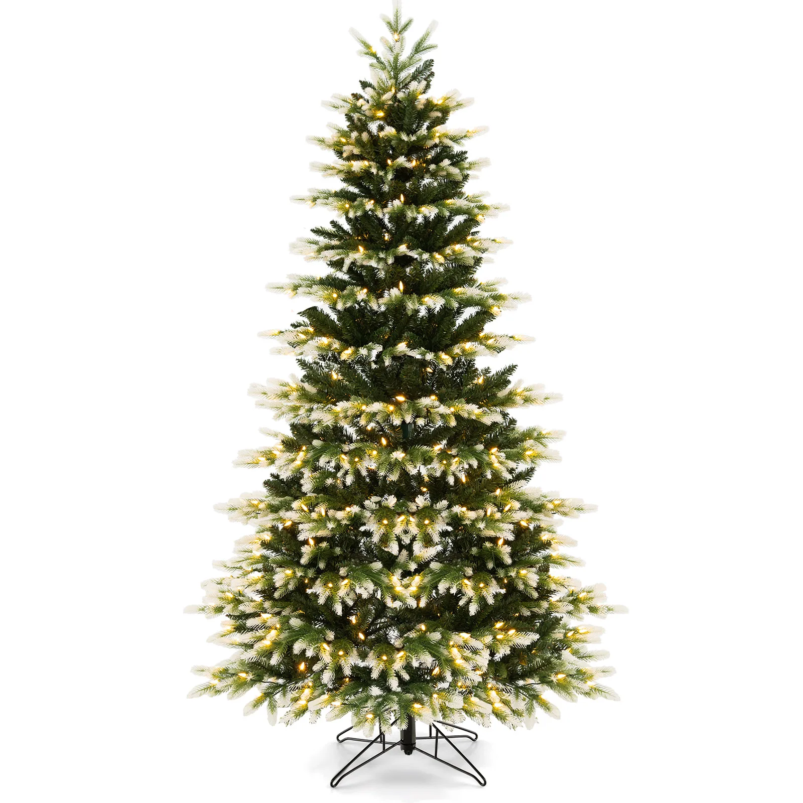 7 FT Pre-Lit Christmas Tree 3 Modes Hinged w/ Quick Power Connector & 500 Lights