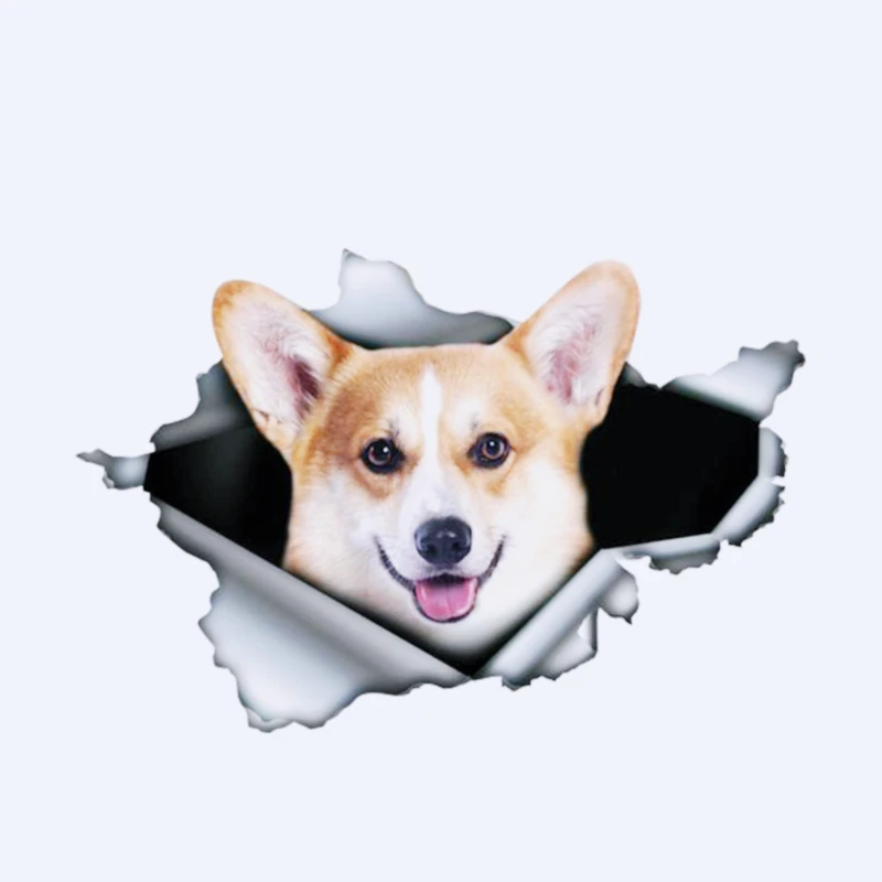 

13cm*8cm 1 Pcs Corgi Torn Metal Funny Car Sticker Waterproof Decal Laptop Suitcase Truck Motorcycle Auto Accessories PVC,,KK