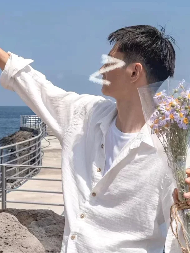 

Salt Series Cotton Linen Men's Long Sve irt Youthful Slim Fit Sun Protection Open Cardigan Loose Linen Breathable Workwe...