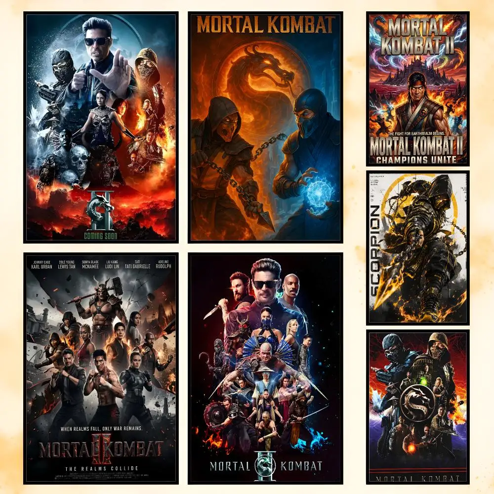 Game Fighting Mortal Kombat Poster Waterproof Self-Adhesive Wall Art Poster for Bedroom, Dorm, Cafe Decor and Gifts