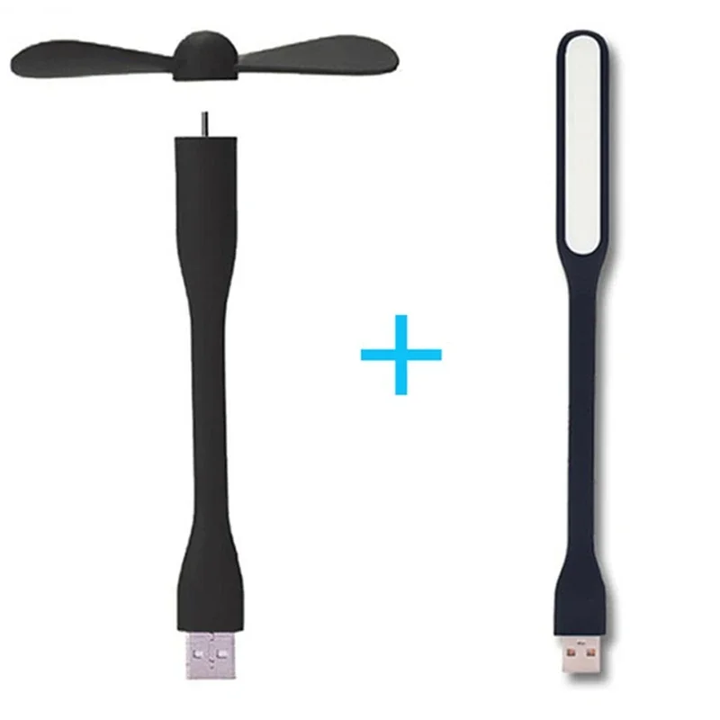 

Portable Creative Mini USB Fan Flexible Bendable Cooling Fan and USB LED Light For Power Bank Notebook & Computer Summer Gadget