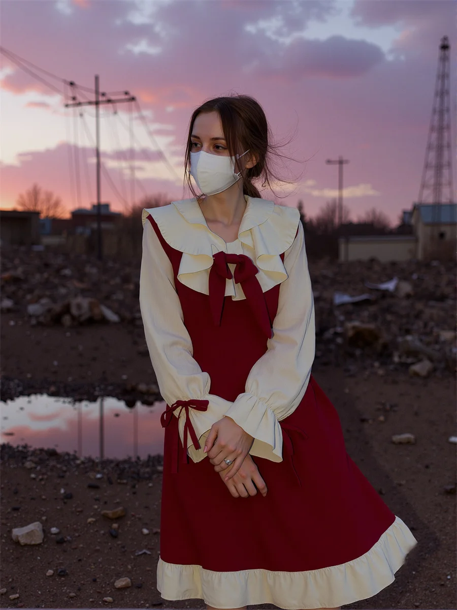 فستان نسائي للفتيات على الطراز الكوري أنيق بحافة منتفخة العيينة Broderie Anglaise بنمط فتحة تفاصيل متجددة الهواء وجيد التهوية