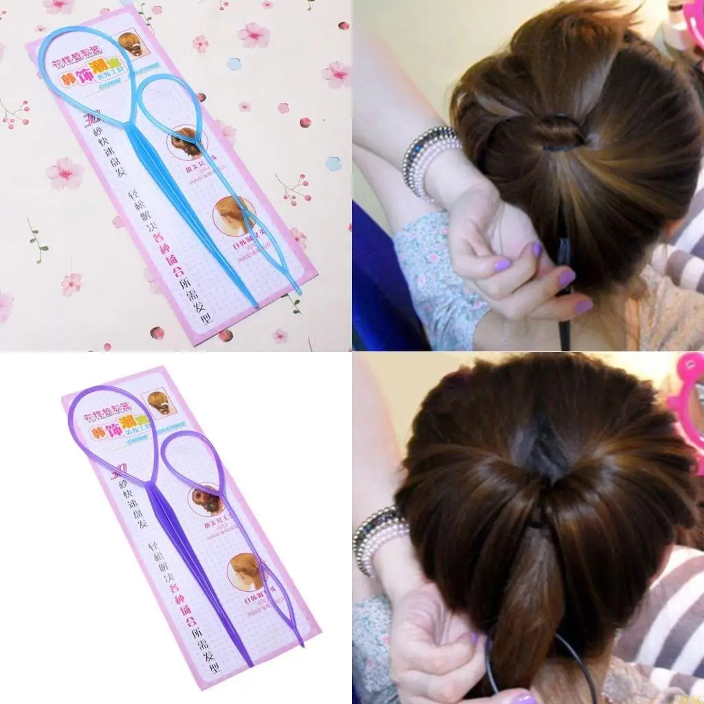 A0NC 2 Cái/bộ Nữ Cô Gái Tóc Đuôi Ngựa Máy Tạo Kiểu Kẹp Dụng Cụ Dây Buộc Tóc Braider Accesso