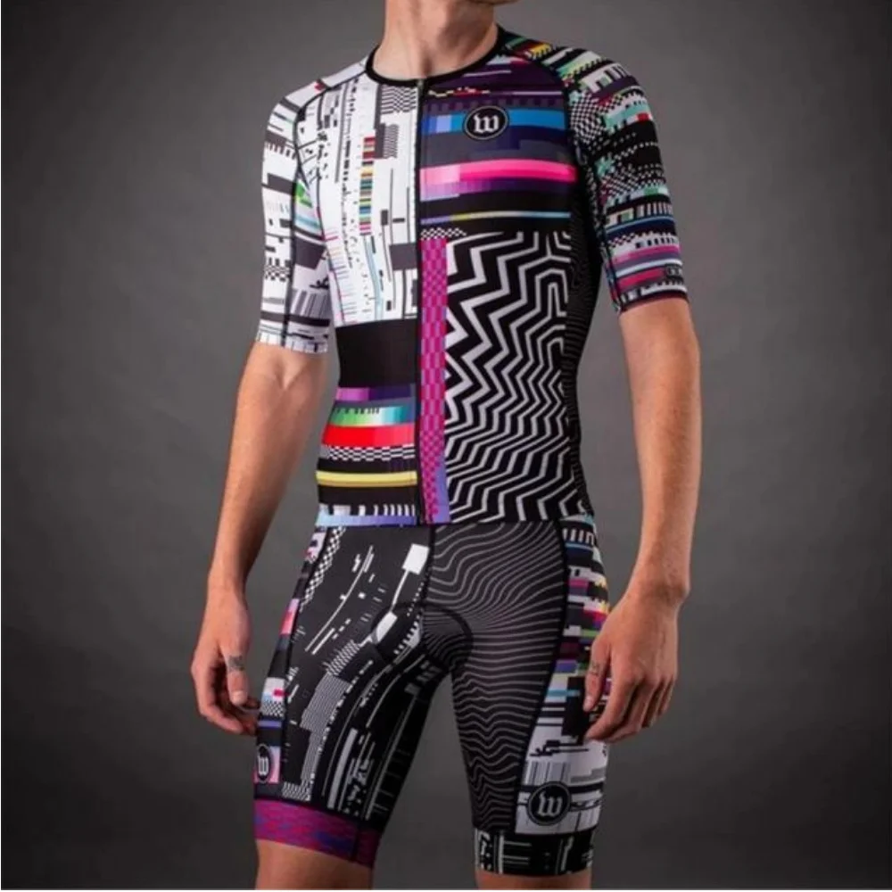 Men\'s Short Sleeve Triathlon Trisuit Ropa Conjunto Ciclismo Hombre Bike Sportswear Tights Kit Mtb Jumpsuit Bicycle Clothing