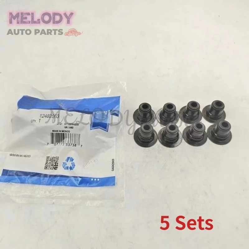 

5 комплектов 12482063 Комплект сальников штока клапана двигателя, 8 шт./компл., для Buick Lucerne Chevrolet Camaro Corvette Cadillac CTS