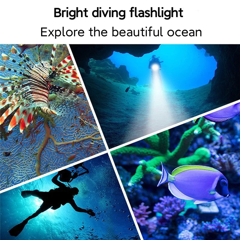 XHP190 Professional Diving Flashlight Diving Torch Light Underwater Lamp Lantern Light 1000m Super Waterproof Flashlight