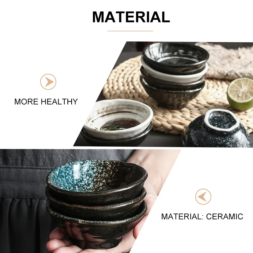 

5Pcs Seasoning Dish Japanese Style Ceramic Sauce Bowl for Soy Dipping Condiment Relish Plate Food Container Appetizer Dessert