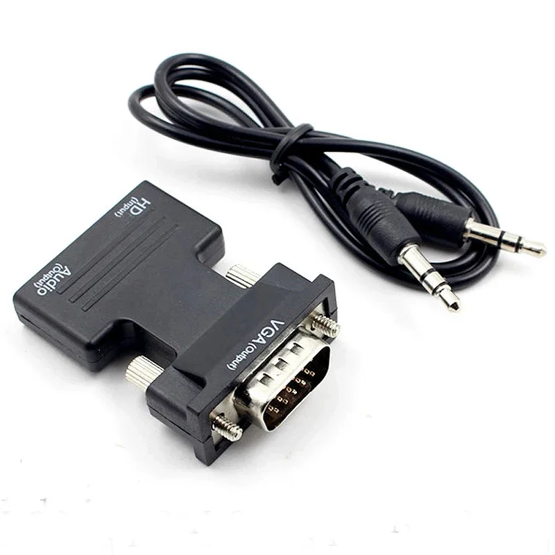 HDMI Female to VGA Male Converter with Audio, HDTV Line with Audio, Projector, Computer Monitor Connectors, 1080P, 3, 5mm