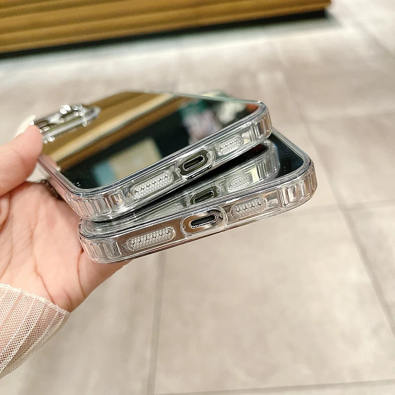 Luxury Cute Makeup Mirror Phone Case For iPhone 16 15 14 13 12 11 Pro Max XSmax XR Xs X 8 7 Plus Ultra-thin Silicone Cover image 5