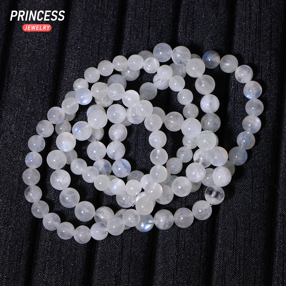 

Natural Sri Lanka Moonstone 7-8mm Glittering Beads for Jewelry Making Boho Crafts Healing Crystal