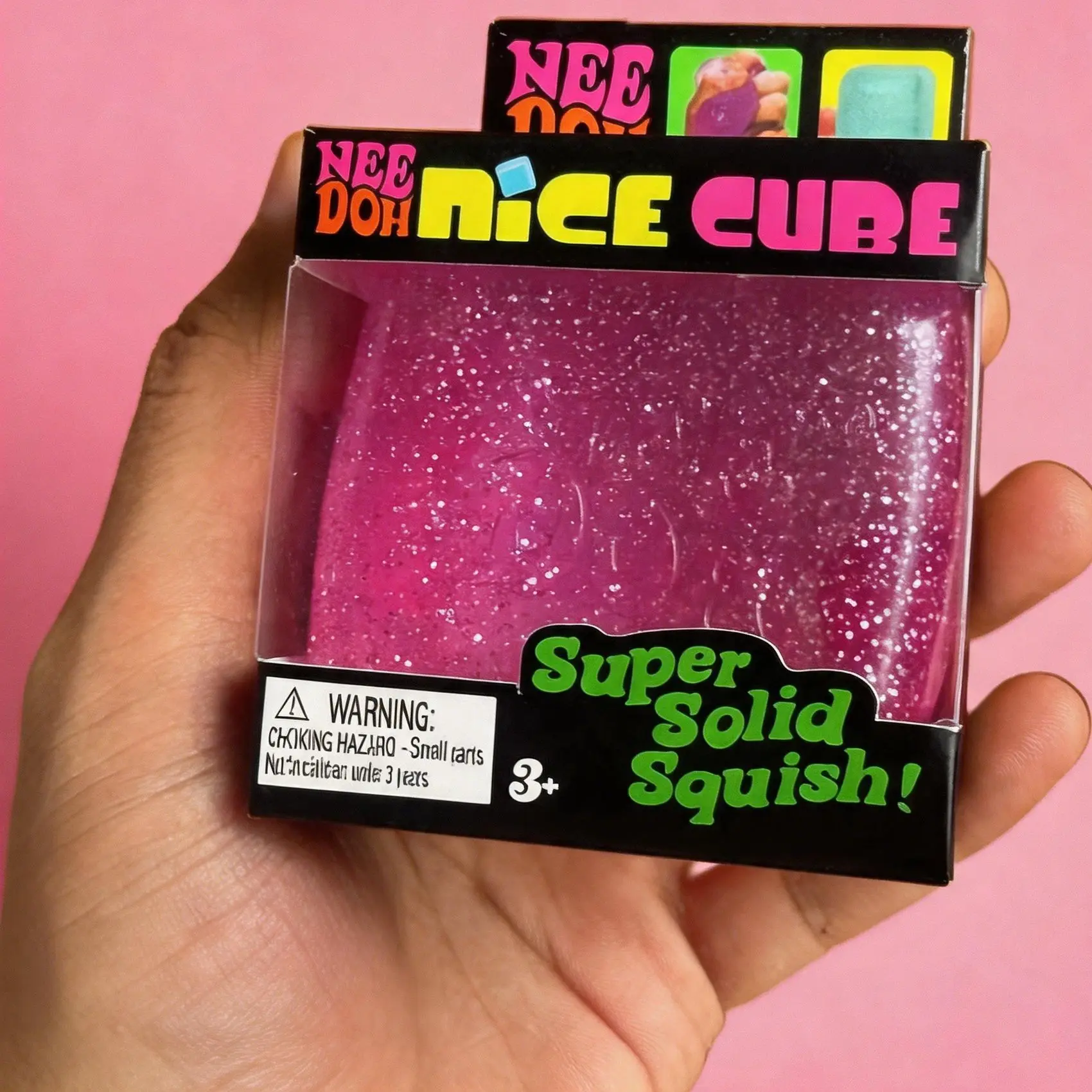 Needoh Schylling Glitter Cube Maltose Ice Cube Soft Squeeze Slow Rebound Sensory Fidget Toy Stress Relief Relax Toy