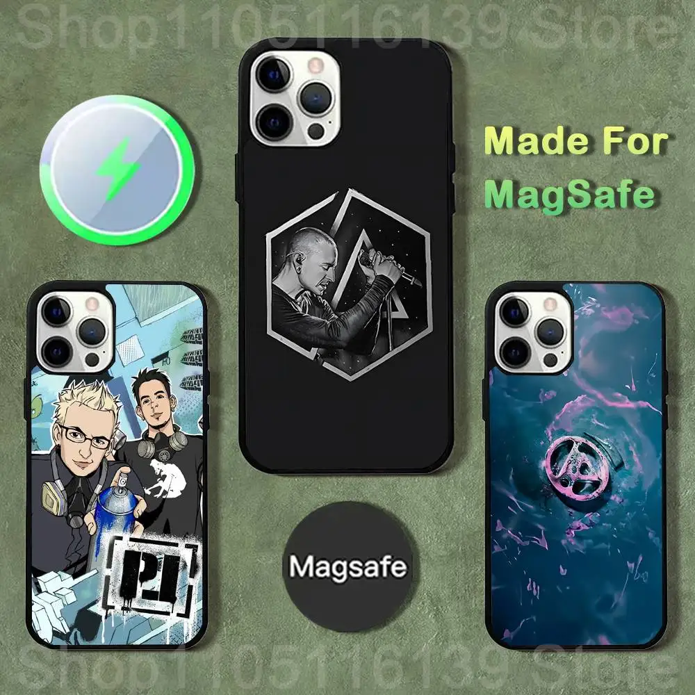 

Rock L-Linkin P-Park Band Phone Case For iPhone 17,16,15,14,13,12,11,Pro,Max,Plus,Mini,SE4,E Magnetic Magsafe Wireless Charging
