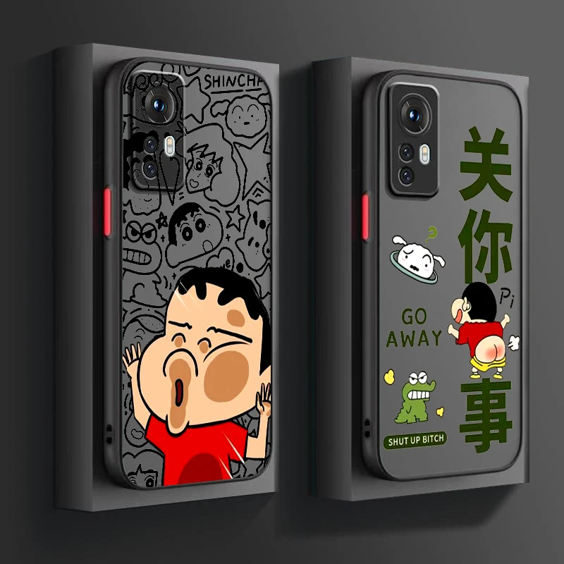 Crayon Shin Chan Cartoon Cute Frosted Translucent For Xiaomi Mi 13 12 12T 11T 11 11i 10T 10 9T Pro Lite Ultra 5G Funda