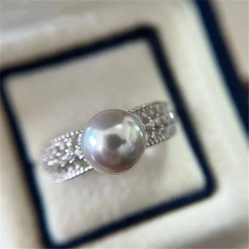 Aksesori mutiara DIY tas 18K cincin desain berongga renda berlapis emas tembaga tebal emas bekerja dalam kemajuan 7.5-8mm tanpa mutiara