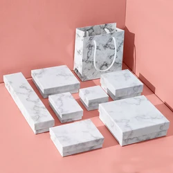Simple Jewelry Box Earnail Ring Bracelet Necklace Marble Pattern Paper Jewelry Display Wedding Gift Packaging Jewelry Organizer