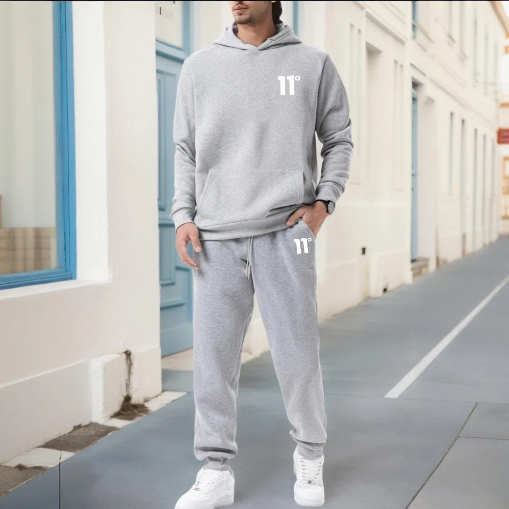 

Men's winter-spring warm, high-quality and comfortable two-piece hooded sweater set 2026 fashionable jogging clothing Loose pock