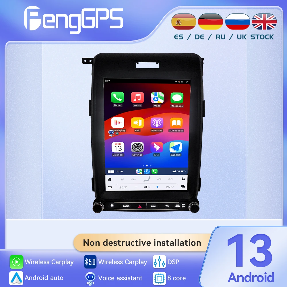 

12,1 дюйма Android 13 для Ford F150 2013 2014 2015 Сенсорный автомобильный экран навигации Apple Carplay Автомобильный радиоприемник DSP BT Мультимедийный плеер 4G