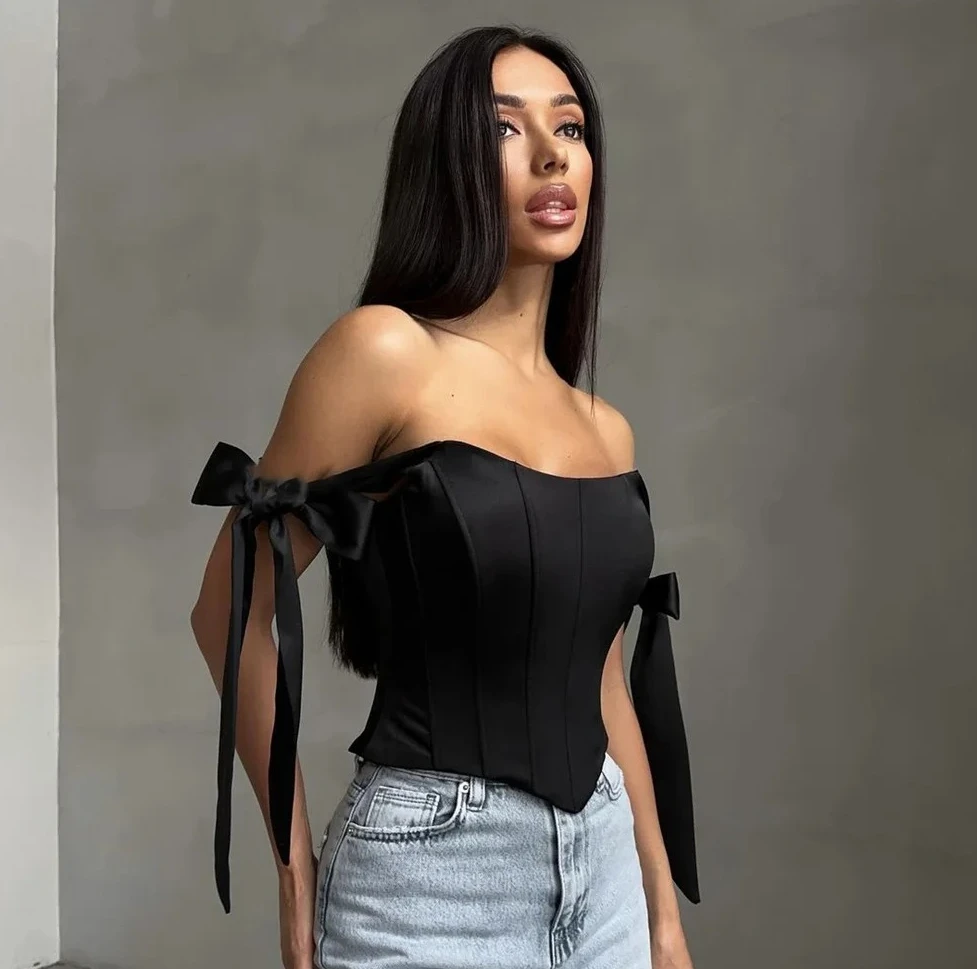 

Новая женская одежда в стиле Ins, сексуальный корсет без рукавов с рыбьей косточкой, женский топ на бретелях, уличный тонкий жилет с открытой спиной и лентой, корсет