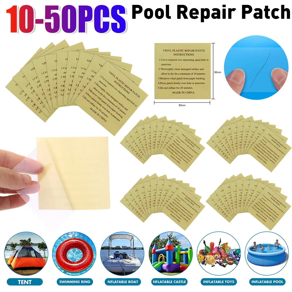 10-50PCS Pool Repair Patch Inflatable Product Repairing Stickers Self Adhesive Waterproof Air Mattress Patch Pool Accessories