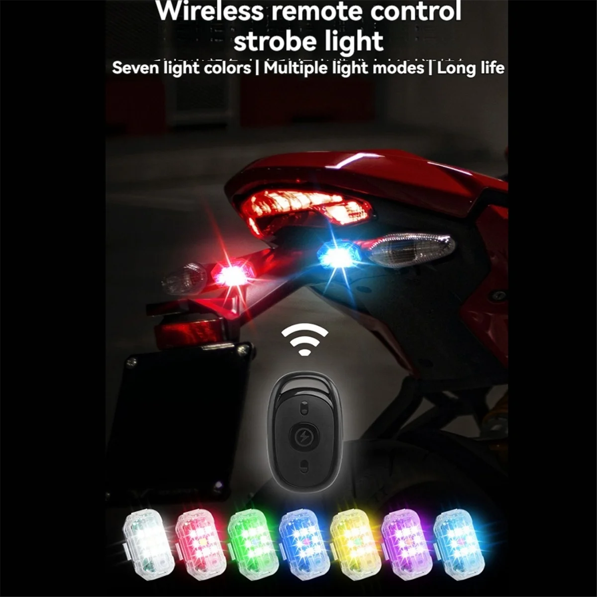 4 Pcs Wireless Strobe Lights with Remote Control, 7 Colors USB Rechargeable High Brightness Flashing Lights for Car