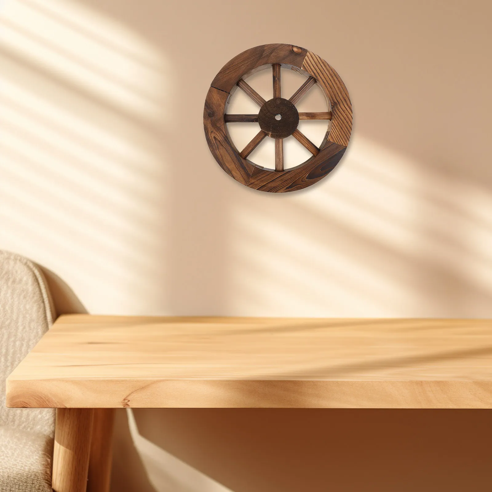 1Pcs Wooden Wagon Wheel Decoration Vintage Wall Hanging for Living Room Bedroom Garden Rustic Home Decor Housewarming Gift