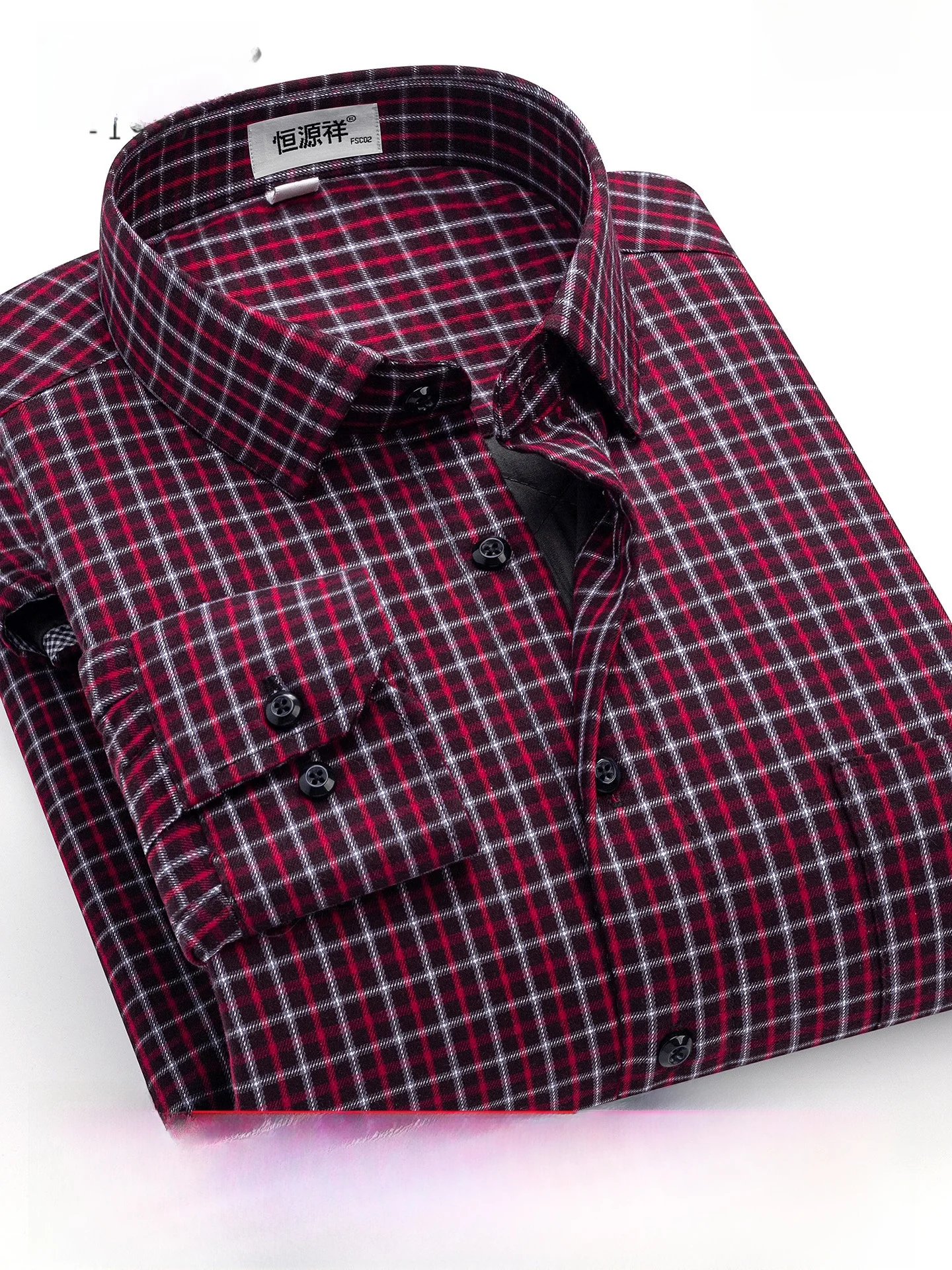 Warm Thick Cotton Shirt for Men with Silk Fillings Checkered Pattern Casual Style Standard Fit Long Sleeve Winter Shirt