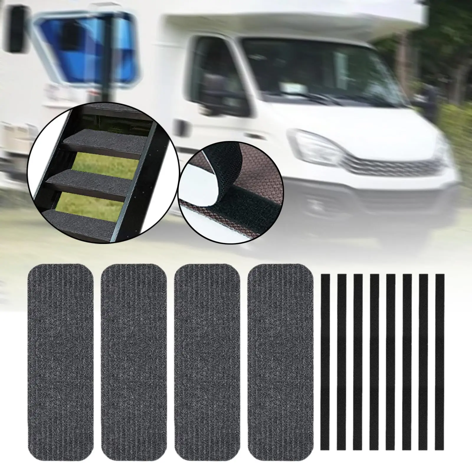 

4x RV Step Rugs RV Stair Carpet Weatherproof Non Slip Universal RV Step Covers for RV Steps Camper Trailers Stair Caravans Van