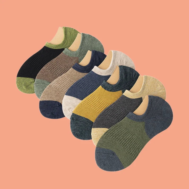 Chaussettes Bateau Décontractées Assorties pour Homme, Rétro, Ligne Parallèle, Coupe Basse, Invisibles, Non ALD, Nouvelle Collection Été 5/10, 2024 Paires