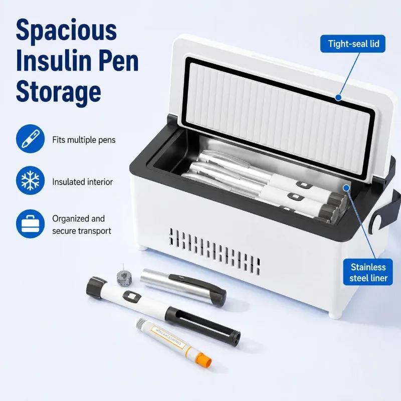 Insulin Medicine Fridge Portable Drug Cooling Box Refrigerator for Hormone Vial Injection Medication Outdoor Travel Storage
