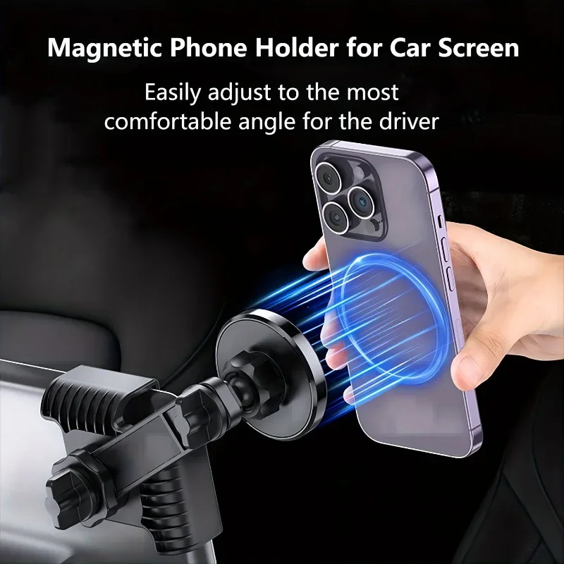 Magnetic Phone Holder for Tesla Model 3 and Y, Adjustable Car Screen Mount with Strong Built-in Magnets, Durable PC Material