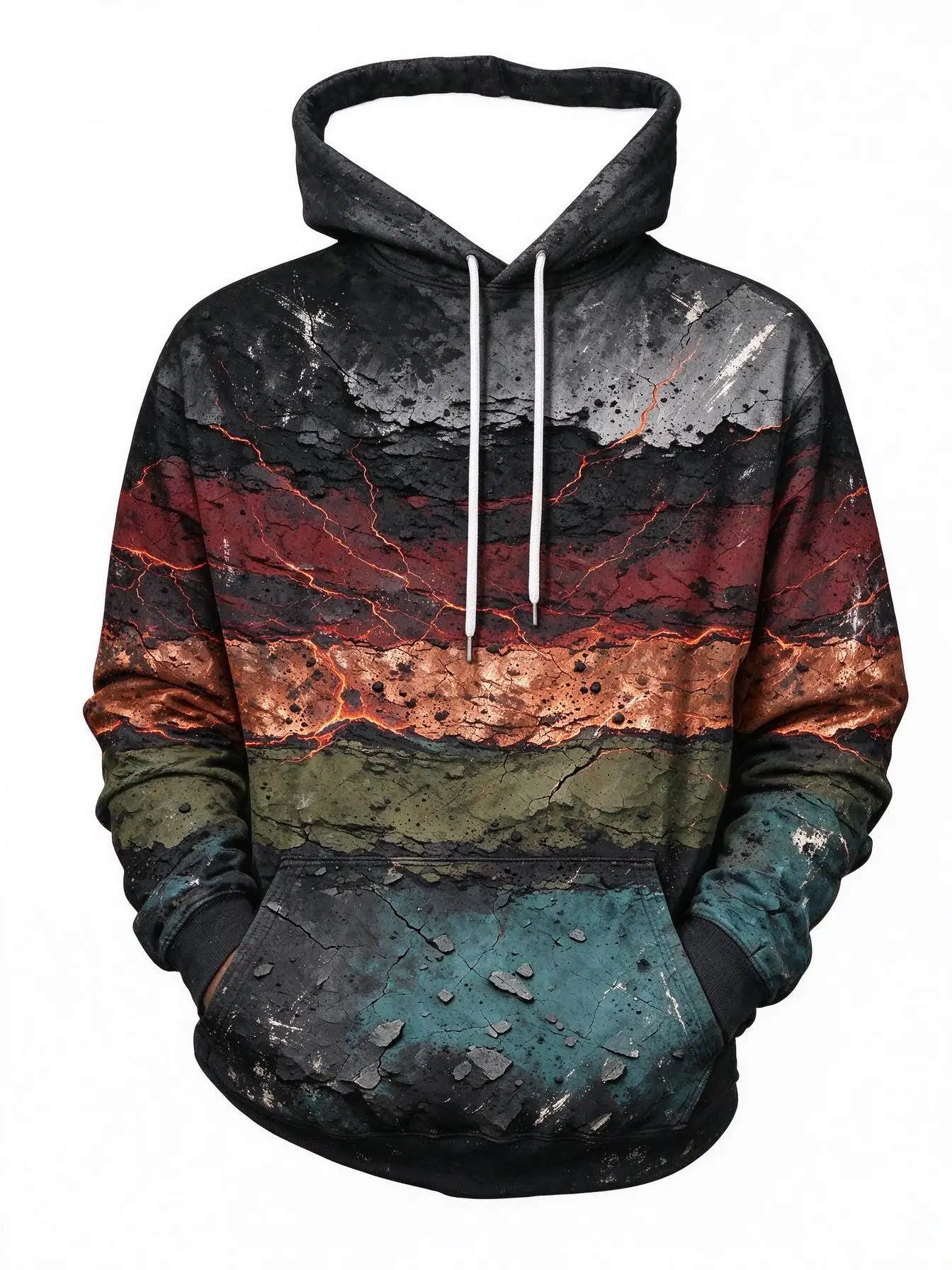 2026 Men's Hoodie thin Autumn Winter Nature Stone Polygon Texture All Over Print Loose Pullover Daily Outdoor Streetwear