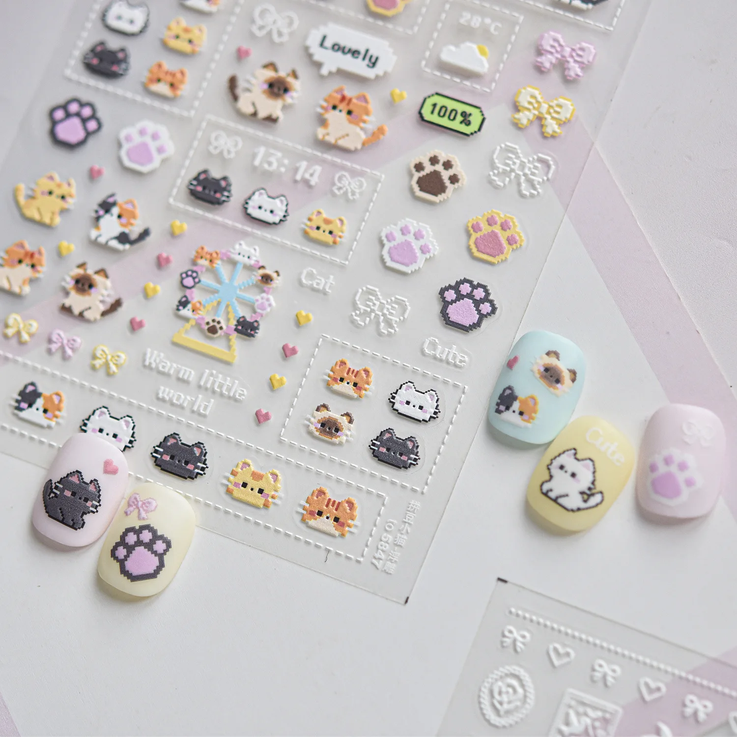 Nail Art Orange - Adesivos de Unha de Gato com