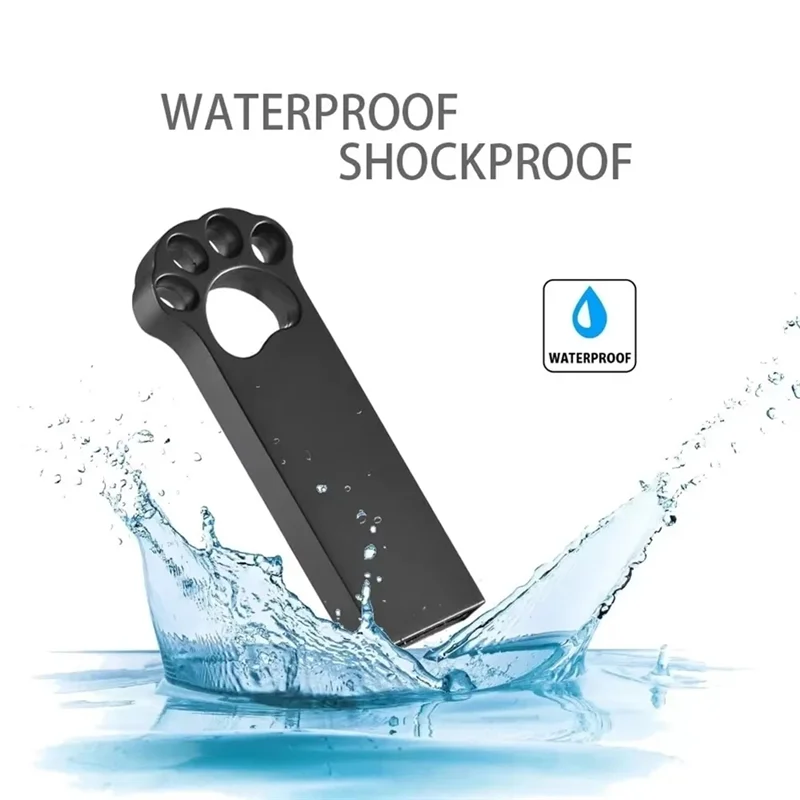 Lovely Bear Paw 128GB USB 2.0 Flash Drive Silver Black Metal Waterproof Pen Drive Memory Stick Creative Gift Pendrive