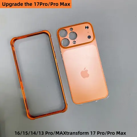 Étui à cadre en alliage de couleur d'origine pour 16 15 13 14 Pro/Pro Max, mise à niveau instantanée 17Pro/Pro Max, couverture Anti-chute pour fond de panier à grande fenêtre