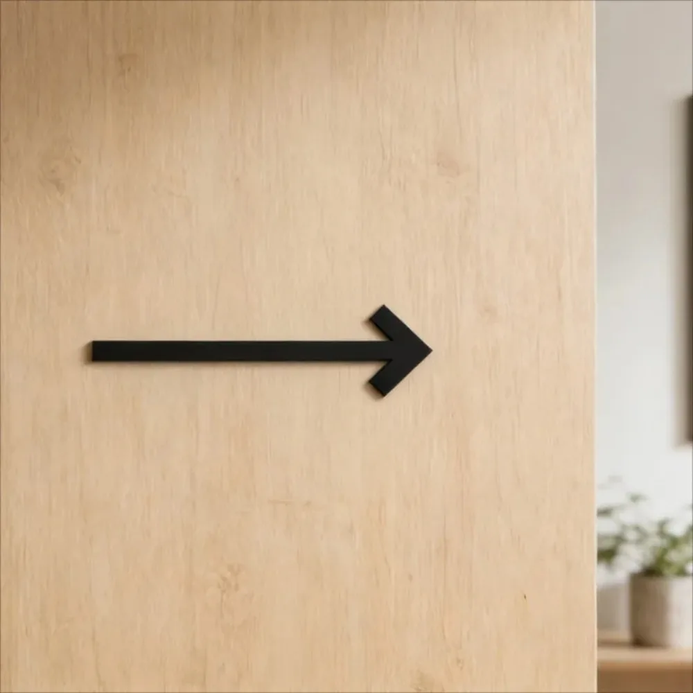3D Acrylic Arrow Direction Sign Self-Adhesive Restroom Wayfinding Plaque Sticker Decor，Restaurant Office Business Store Aisle