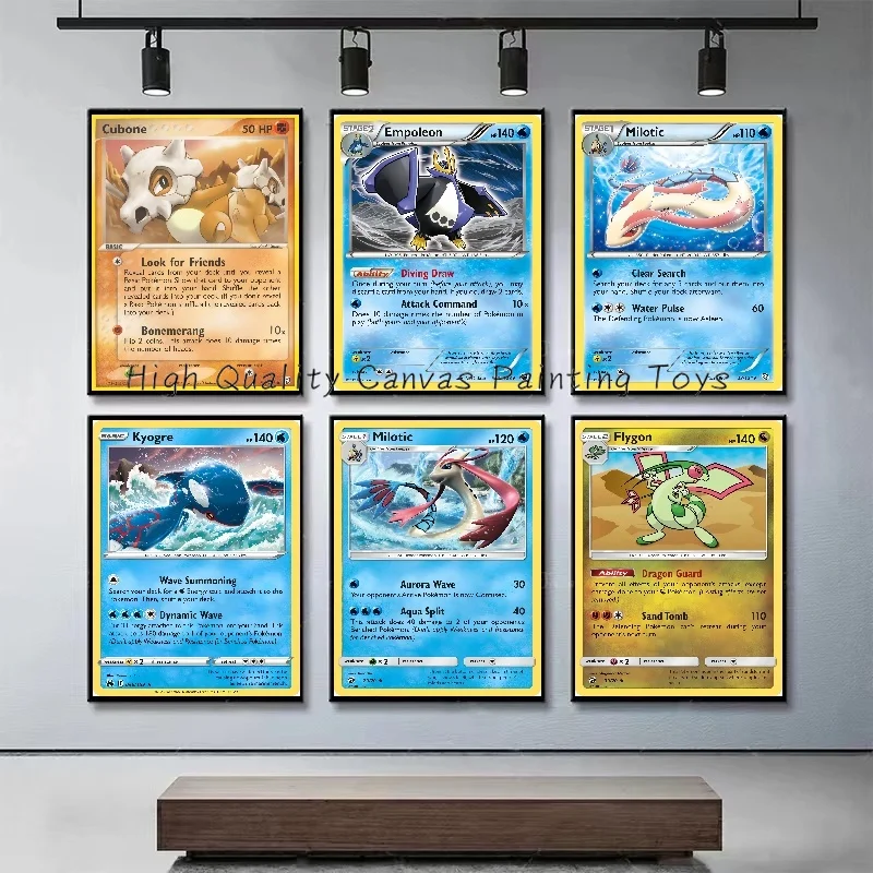 Bardzo duża malarstwo dekoracyjne wszystkie serie Pokemon karty dekoracyjne na płótnie obraz plakat na ścianę sztuka życia dekoracja obraz prezent