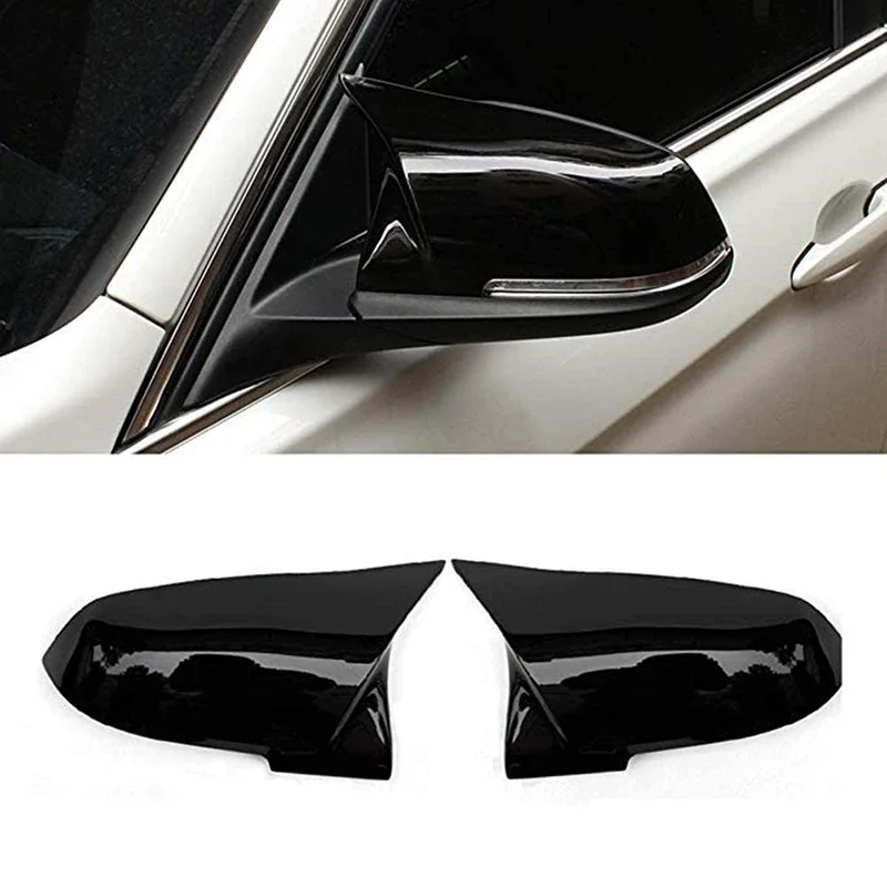 

Car Rearview Side Mirror Covers Cap For BMW F20 F21 F87 M2 F23 F30 F36 X1 E84 M4 Style 2014-2020 Gloss Black