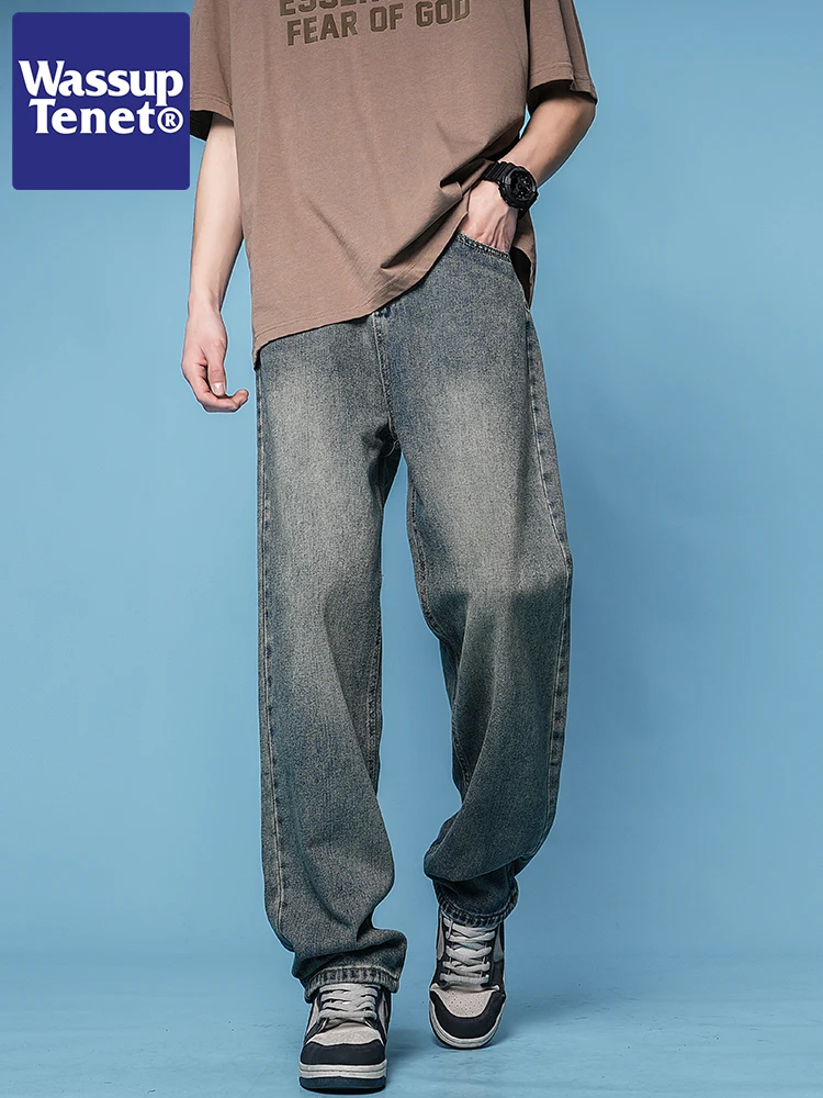 

Wassup Tenet мужские весенне-летние тонкие джинсовые джинсы свободные прямые повседневные длинные брюки американский ретро модный бренд дышащий хлопок