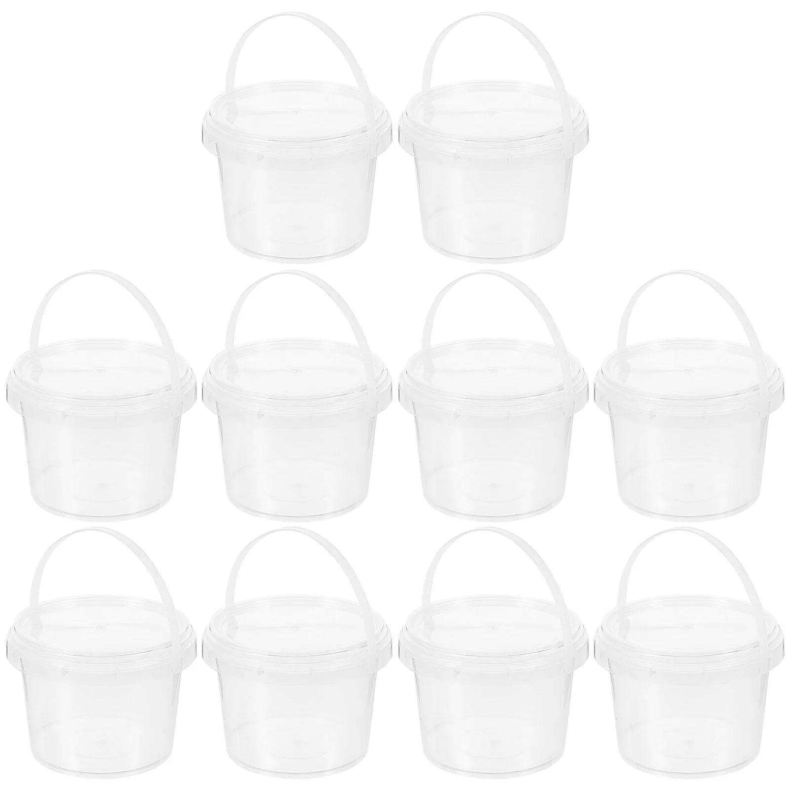 

10 Pcs Storage Bucket Food Pail with Lid Container Plastic Barrel Pp Containers Lids Transparent
