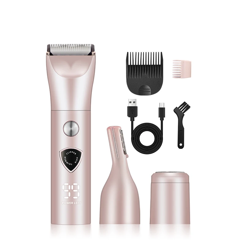 Portable Electric USB Power Hair Clippers Digital Display Travel Multifunctional Styling Trimmer for Nose Stainless Steel