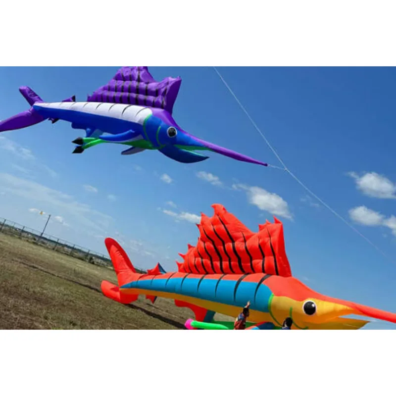 DDDZ 17m LED Swordfish show kite pendant line laundry 40D RIPSTOP NYLON Outdoor Fun for adults, Beach Park Festival Toy